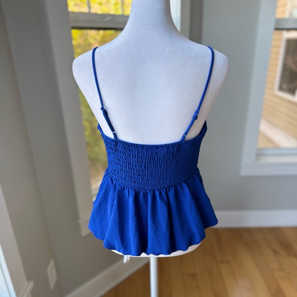 Monteau Cobalt Blue Peplum Cami Tank Top Size Medium - Picture 3 of 9